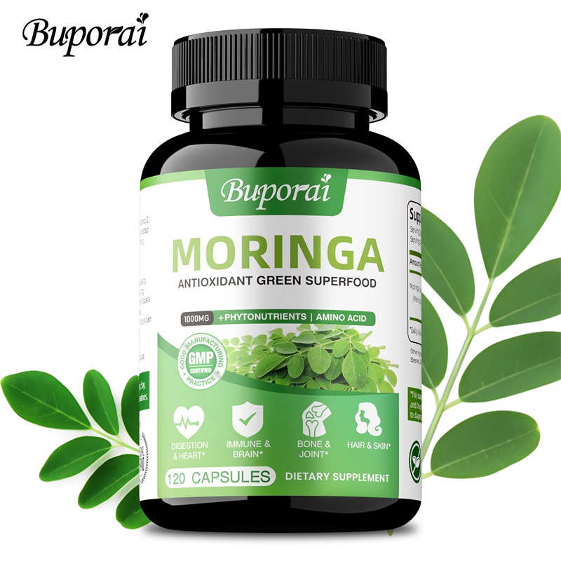 Moringa Leaf Powder - Capsules de Moringa - Antioxydants, favorise